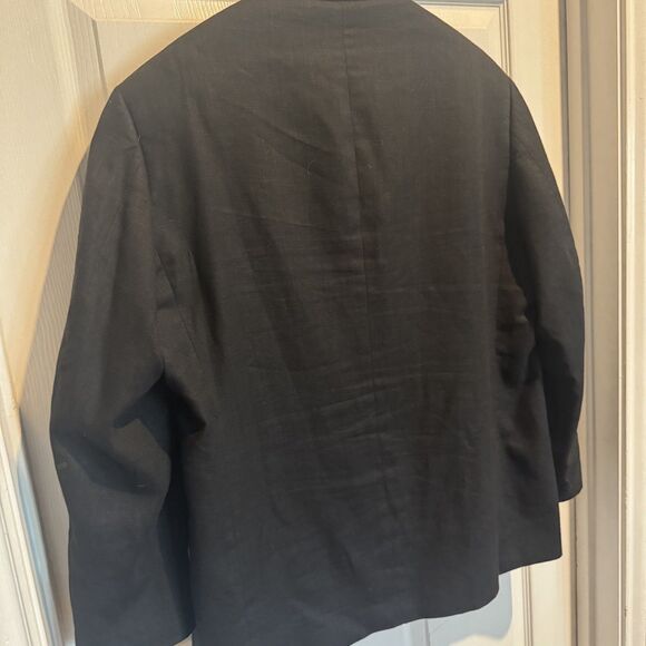 Geoffrey Bean Blazer Jacket Sport Coat Mens 44R Linen Blend Black 3 Button - Picture 5 of 14